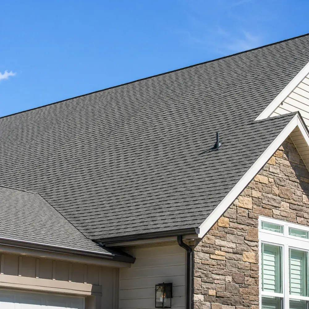 After — Capital Region asphalt roof before and after a soft-wash roof cleaning