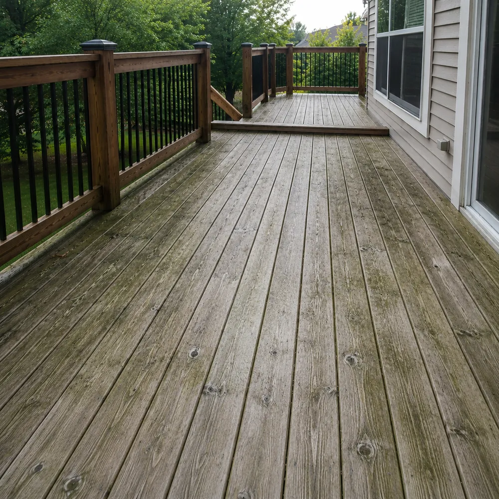 Deck and patio cleaning — before